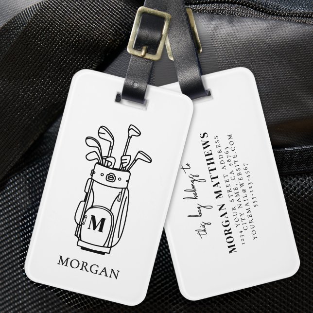 Monogramm-Golftasche Gepäckanhänger (Monogram Golf Bag Luggage Tag)