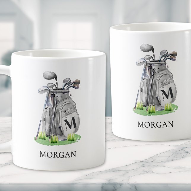 Monogramm-Golftasche Kaffeetasse (Monogram Golf Bag Coffee Mug)