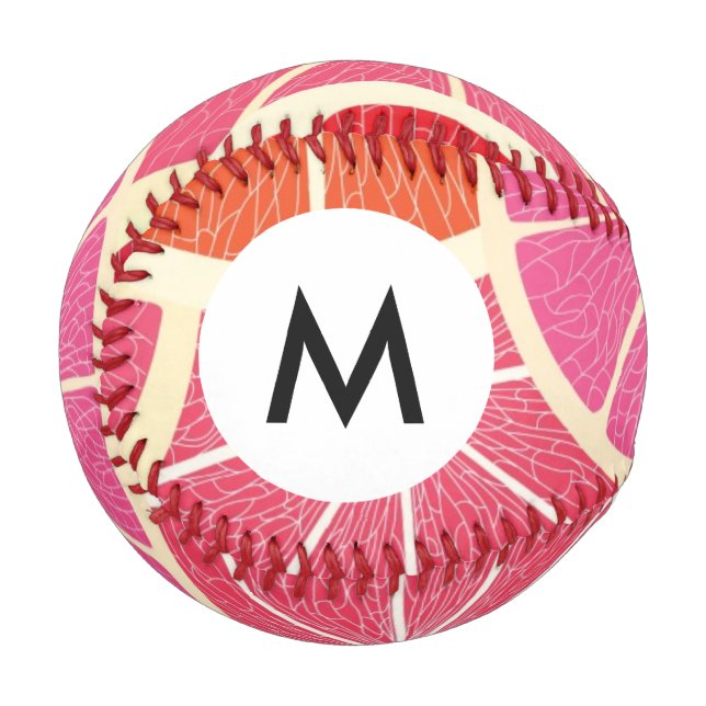Monogramm Grapefruit Vintage-Hintergrund Baseball (Vorderseite Links)