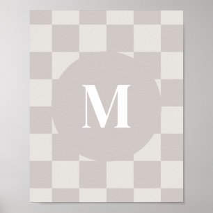 Monogramm Grau Karomuster Individueller Anfangsbuc Poster