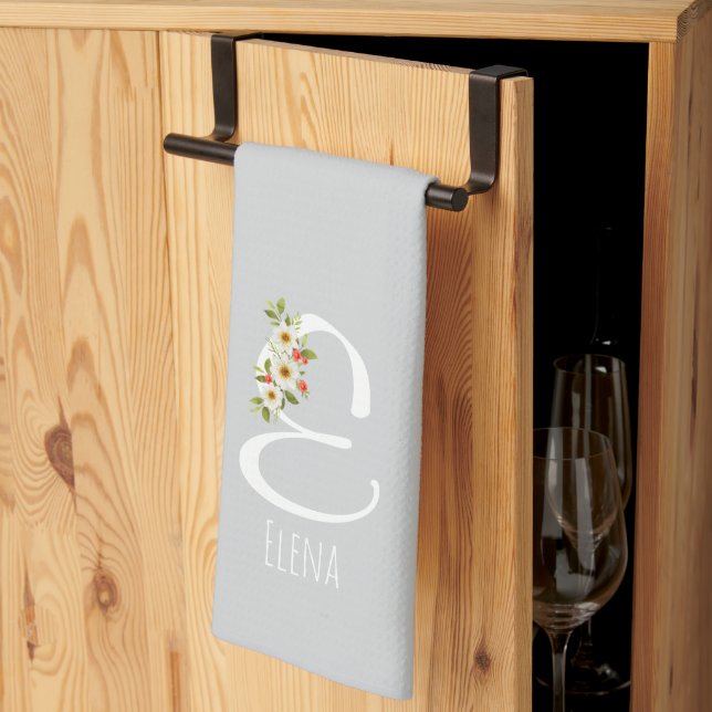 Monogramm Grau  Küchentuch Einzugsgeschenk (Drittel gefaltet)