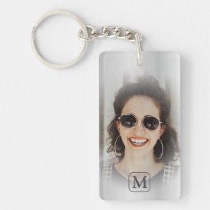 Monogramm Grau Silber Foto Erinnerungsstück Schlüsselanhänger