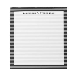 Monogramm, grau und schwarz Streifen Notizblock