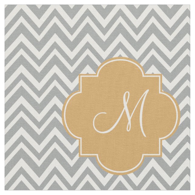 Monogramm, grau und weiß, Zickzack mit goldfarbene Stoff (Nahaufnahme)