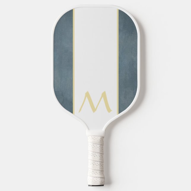 Monogramm Graublau-Weiß-Griff Pickleball Schläger (Vorderseite)