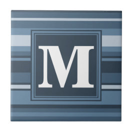 Monogramm graublaue Streifen Fliese