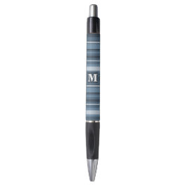 Monogramm graublaue Streifen Kugelschreiber