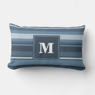 Monogramm graublaue Streifen Lendenkissen