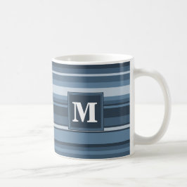 Monogramm graublaue Streifen Tasse