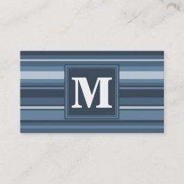 Monogramm graublaue Streifen Visitenkarte