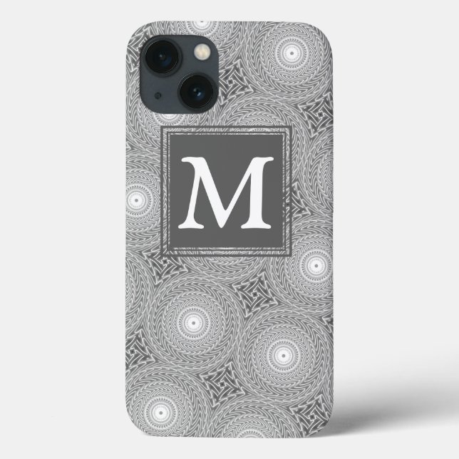 Monogramm graue Kreise Muster Case-Mate iPhone cas Hülle (Rückseite)