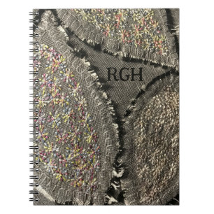 Monogramm graue Leinen sehen floraler Grunge gürtl Notizblock