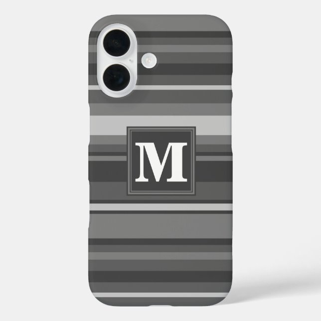 Monogramm graue Streifen Case-Mate iPhone Hülle (Rückseite)