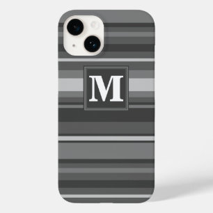 Monogramm graue Streifen Case-Mate iPhone 14 Hülle