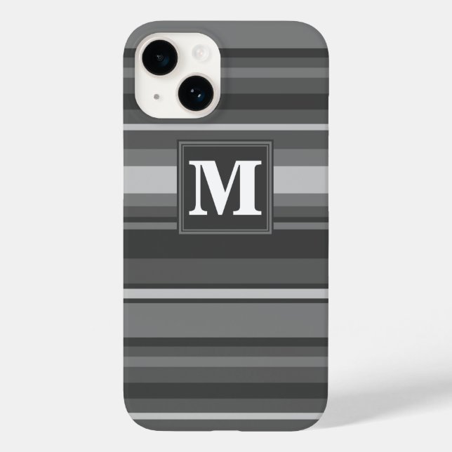 Monogramm graue Streifen Case-Mate iPhone Hülle (Rückseite)