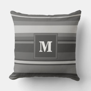 Monogramm graue Streifen Kissen