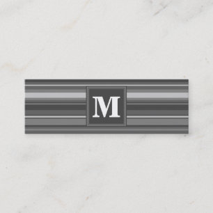 Monogramm graue Streifen Mini Visitenkarte