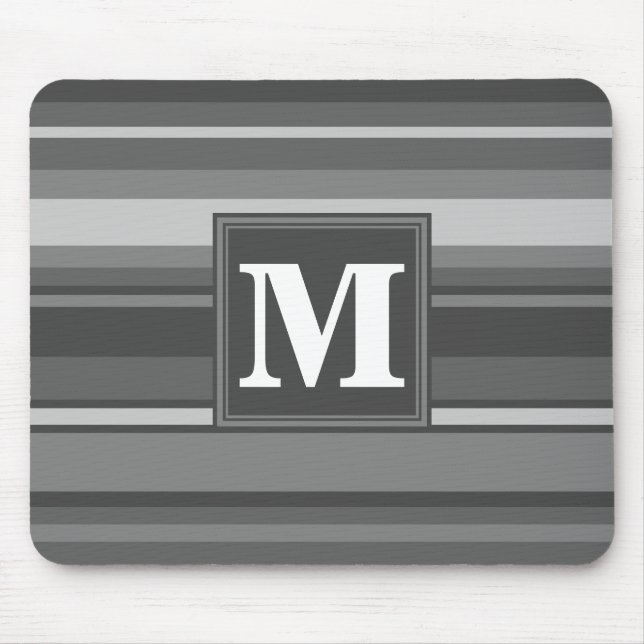 Monogramm graue Streifen Mousepad (Vorne)