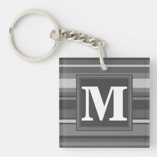 Monogramm graue Streifen Schlüsselanhänger