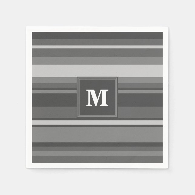 Monogramm graue Streifen Serviette (Vorderseite)