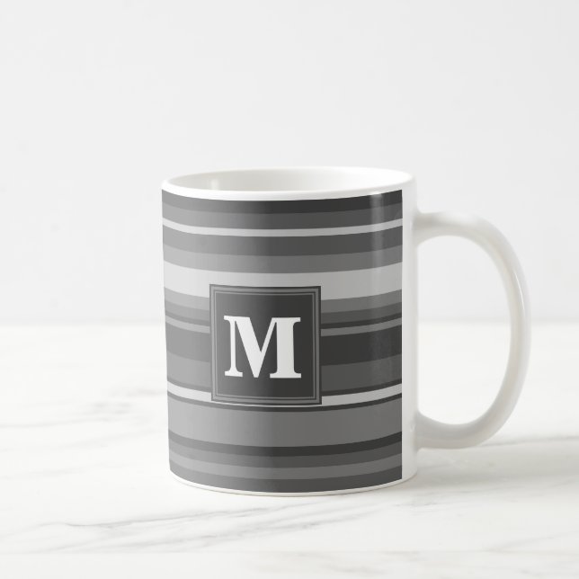Monogramm graue Streifen Tasse (Rechts)
