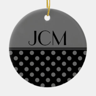Monogramm Graue Tupfen auf Schwarz Keramik Ornament