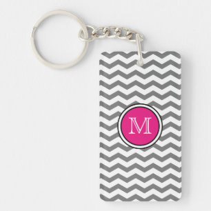 Monogramm grauer Zickzack Zigzag Acrylstoff-Schlü Schlüsselanhänger