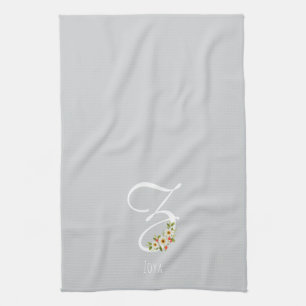 Monogramm graues Küchentuch als Einzugsgeschenk