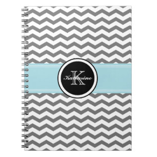Monogramm-graues Zickzack gewundenes Notizbuch Notizblock