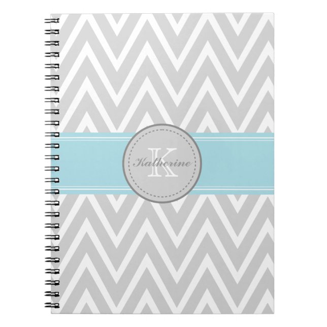 Monogramm-graues Zickzack gewundenes Notizbuch Notizblock (Vorderseite)