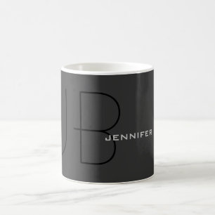 Monogramm Gray Black Your Name (Jennifer) Kaffeetasse