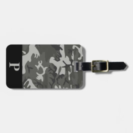 Monogramm Gray Military Camouflage Camouflage Blac Gepäckanhänger