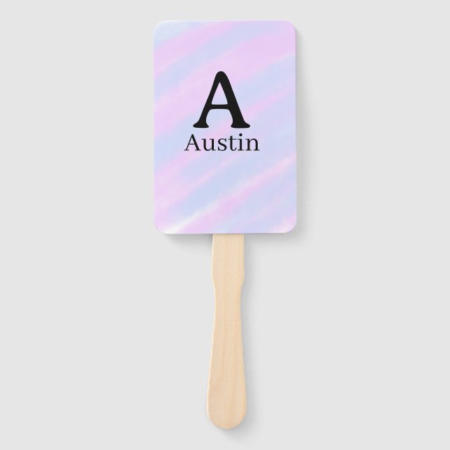 Monogramm Großbuchstabe männlich Name lila Pastell Fächer (Vorderseite)