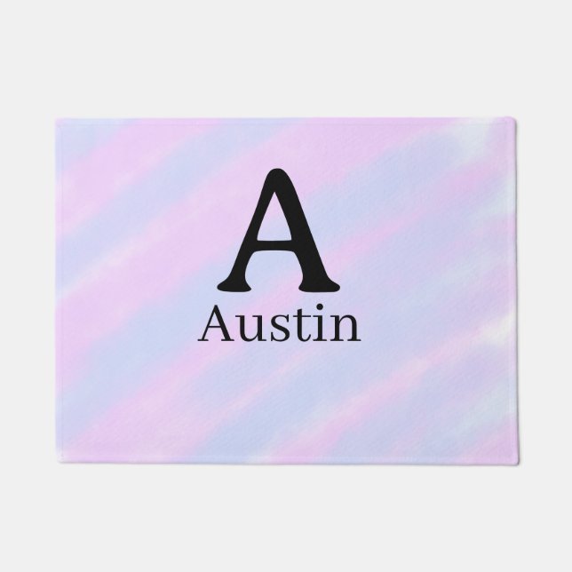 Monogramm Großbuchstabe männlich Name lila Pastell Fußmatte (Vorderseite)