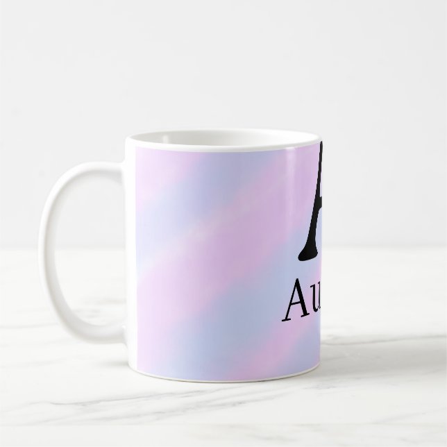 Monogramm Großbuchstabe männlich Name lila Pastell Kaffeetasse (Links)