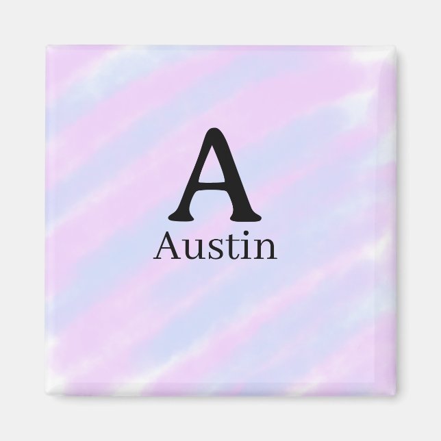 Monogramm Großbuchstabe männlich Name lila Pastell Magnet (Vorne)