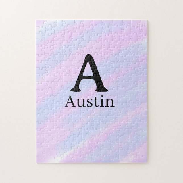 Monogramm Großbuchstabe männlich Name lila Pastell Puzzle (Vertikal)