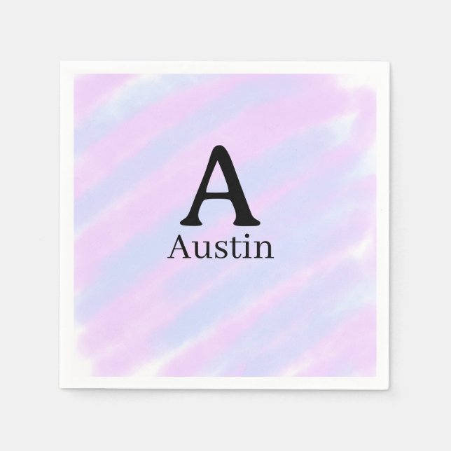 Monogramm Großbuchstabe männlich Name lila Pastell Serviette (Vorderseite)
