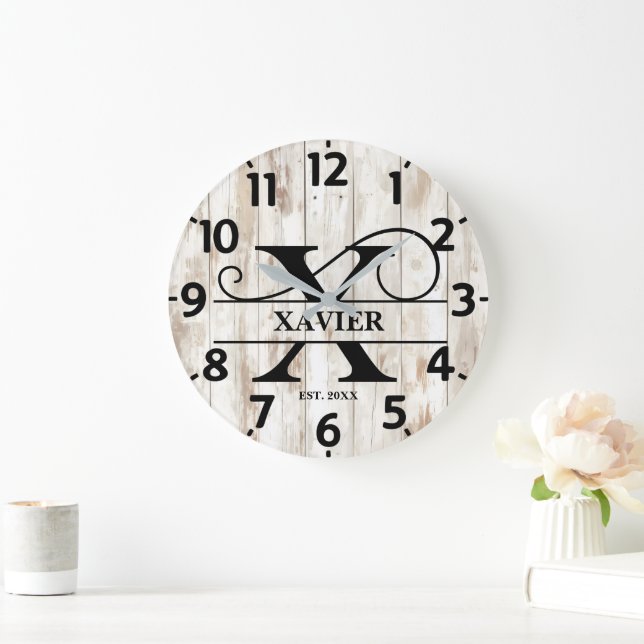 Monogramm Große Wanduhr (Zuhause)