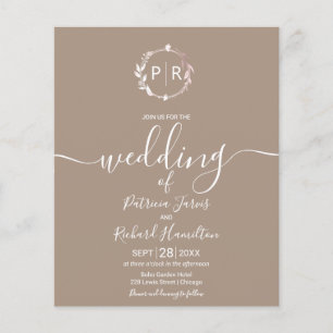Monogramm Grullo Budget-Hochzeitseinladung