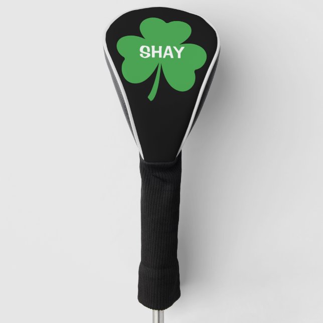 Monogramm Grün Irischer Shamrock Golf Headcover (Vorderseite)