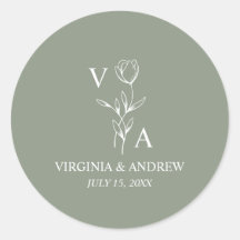 Monogramm Grün Minimalistischer Boho-Hochzeit Klas