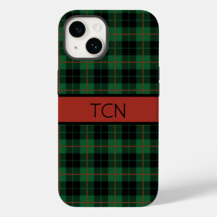 Monogramm Grün Schwarz Rot Tartan Kariert  Case-Mate iPhone 14 Hülle