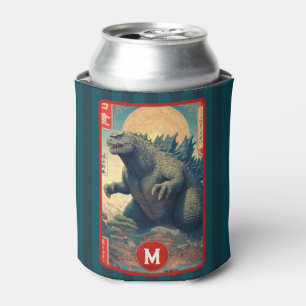 Monogramm grüne Eidechsen-Monster Cool Retro Fette Dosenkühler