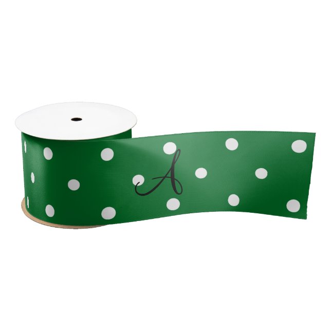 Monogramm-grüne Polodoten Satinband (Spule)