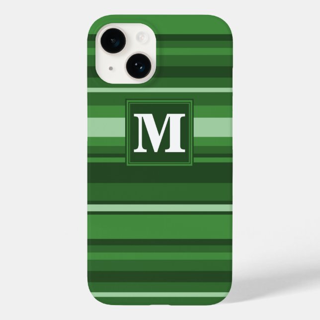 Monogramm grüne Streifen Case-Mate iPhone Hülle (Rückseite)