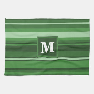 Monogramm grüne Streifen Handtuch