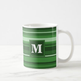 Monogramm grüne Streifen Kaffeetasse