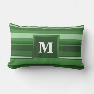 Monogramm grüne Streifen Lendenkissen