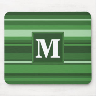Monogramm grüne Streifen Mousepad